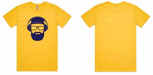 Beardy Boy T-Shirt (Blue on Yellow)